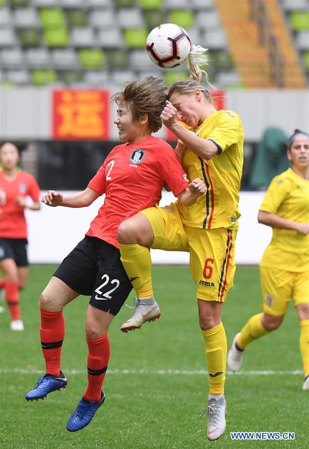 (SP)CHINA-WUHUA-FOOTBALL-WOMEN-SOUTH KOREA VS ROMANIA